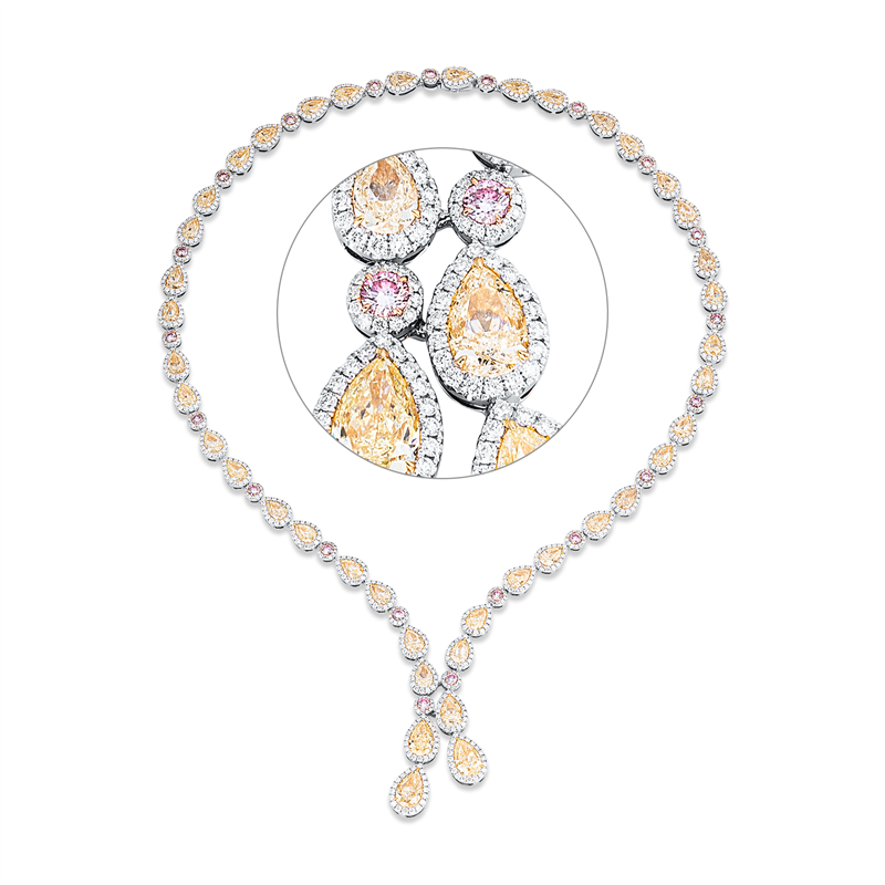 Collier    aus 750/-18 Karat Weißgold / Gelbgold / Rotgold mit 985 Diamanten 35