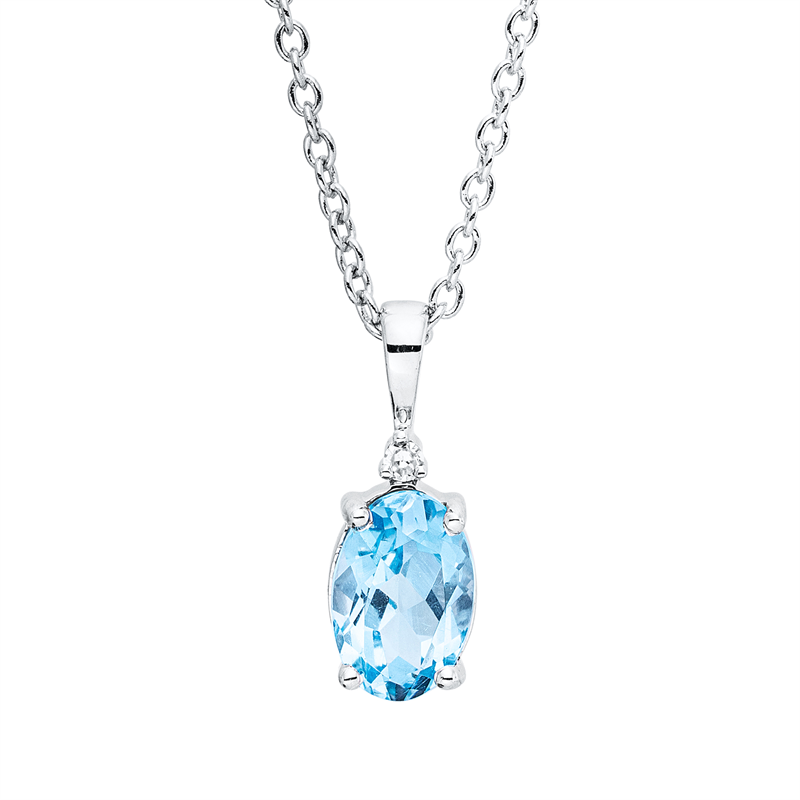 Collier mit Topas  aus 750/-18 Karat Weißgold mit 1 Diamant 0