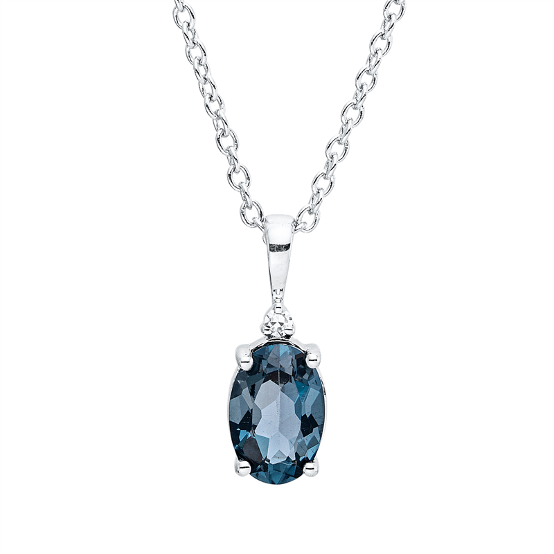 Collier mit Topas  aus 750/-18 Karat Weißgold mit 1 Diamant 0