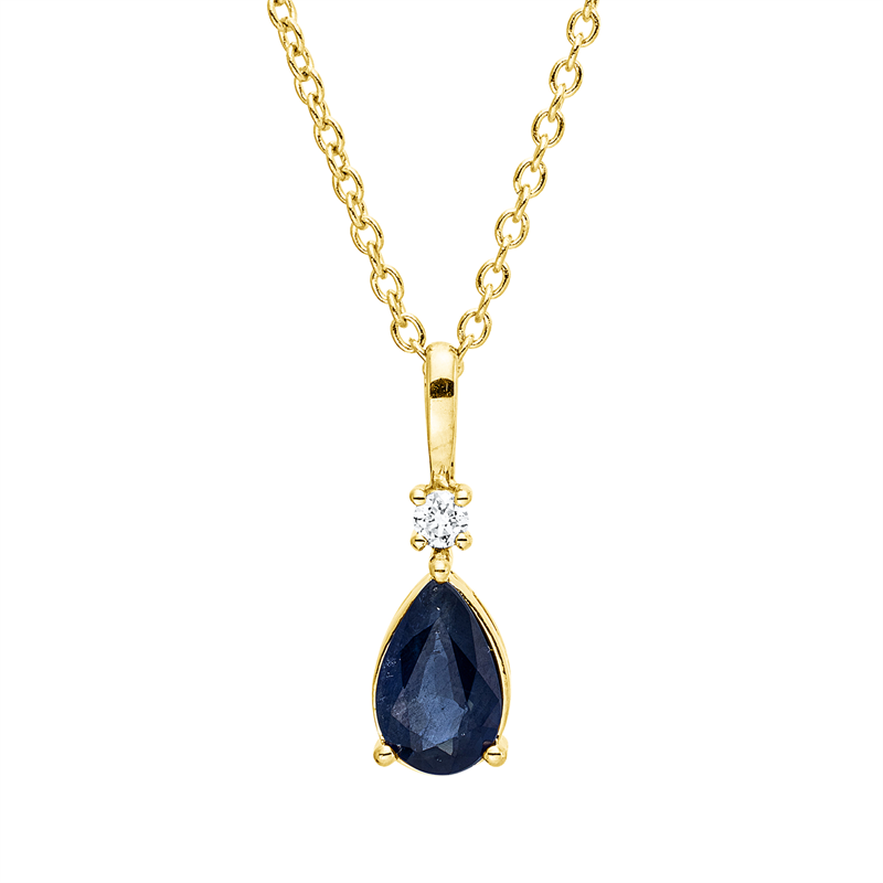 Collier mit Saphir  aus 750/-18 Karat Gelbgold mit 1 Diamant 0