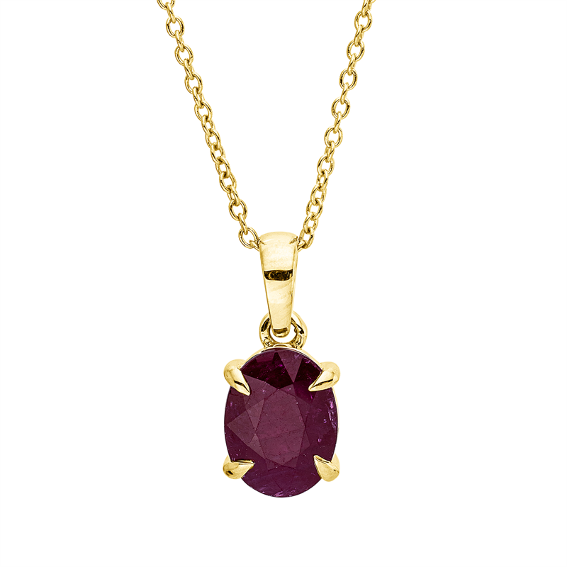 Collier mit Rubin  aus 750/-18 Karat Gelbgold  