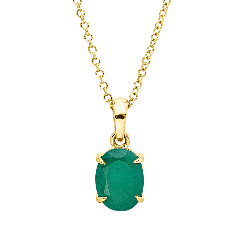 Collier mit Smaragd  aus 750/-18 Karat Gelbgold  