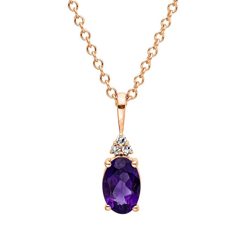 Collier mit Amethyst  aus 750/-18 Karat Rotgold mit 3 Diamanten 0