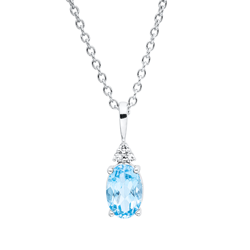 Collier mit Topas  aus 750/-18 Karat Weißgold mit 3 Diamanten 0