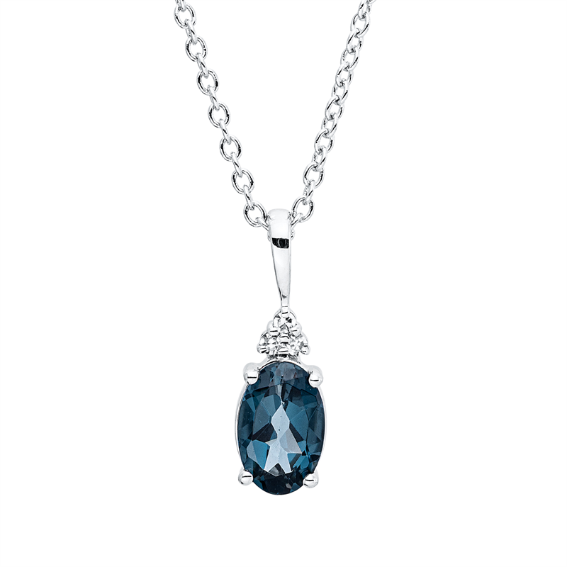 Collier mit Topas  aus 750/-18 Karat Weißgold mit 3 Diamanten 0