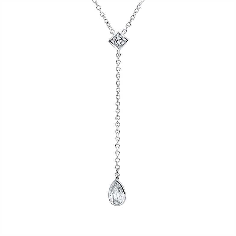 Collier    aus 750/-18 Karat Weißgold mit 2 Diamanten 0