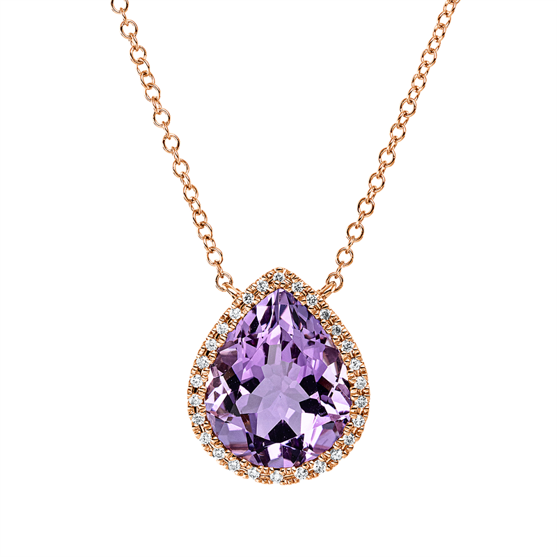 Collier mit Amethyst  aus 750/-18 Karat Rotgold mit 28 Diamanten 0