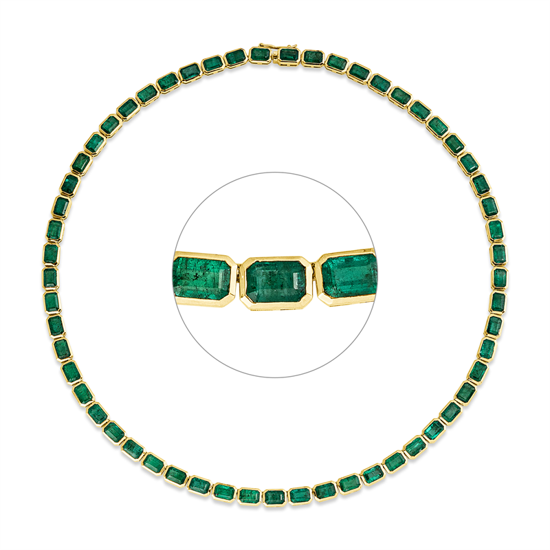 Collier mit Smaragd  aus 585/-14 Karat Gelbgold  