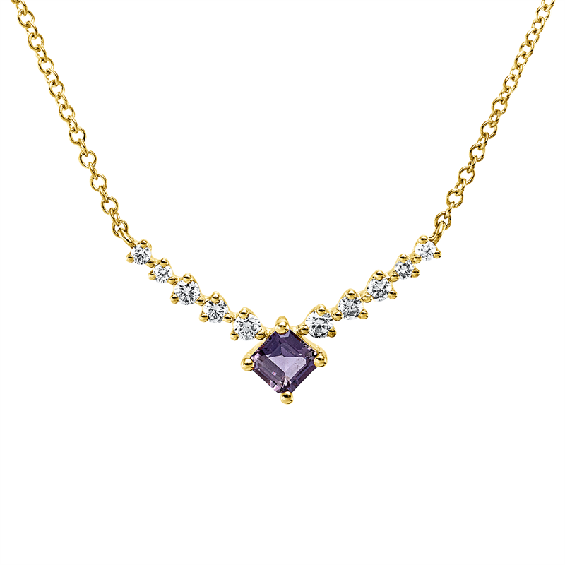 Collier mit Saphir  aus 750/-18 Karat Gelbgold mit 10 Diamanten 0