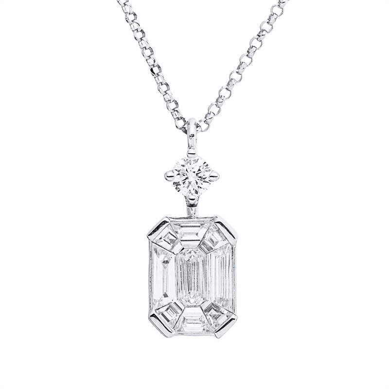 Collier    aus 750/-18 Karat Weißgold mit 12 Diamanten 0