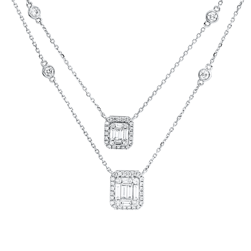 Collier    aus 750/-18 Karat Weißgold mit 70 Diamanten 0