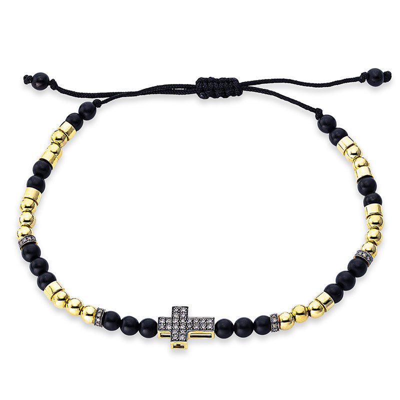 Armband mit Onyx  aus 750/-18 Karat Gelbgold mit 64 Diamanten 0