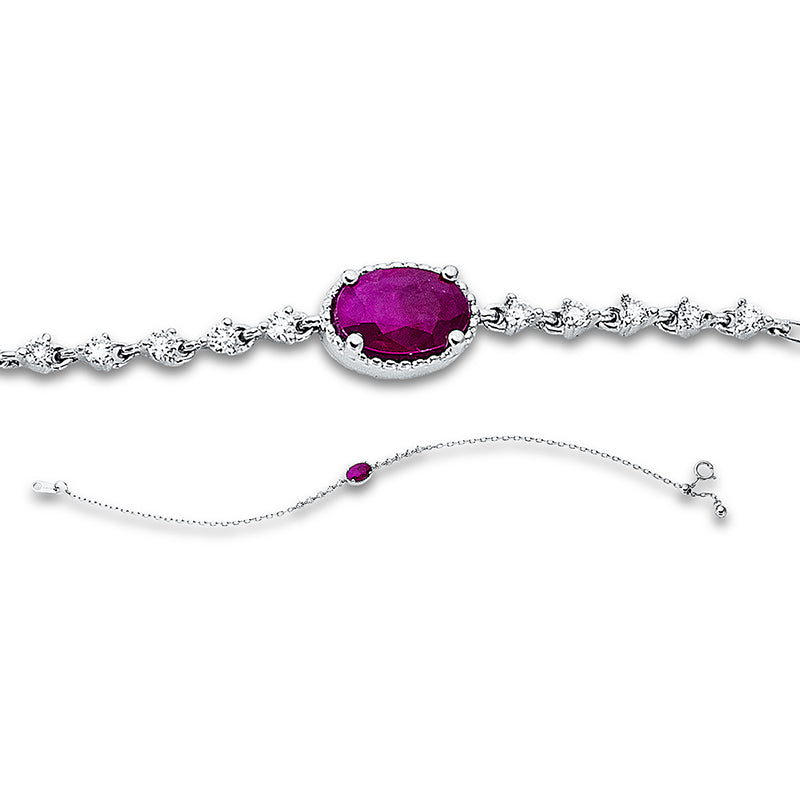 Armband mit Rubin  aus 750/-18 Karat Weißgold mit 10 Diamanten 0