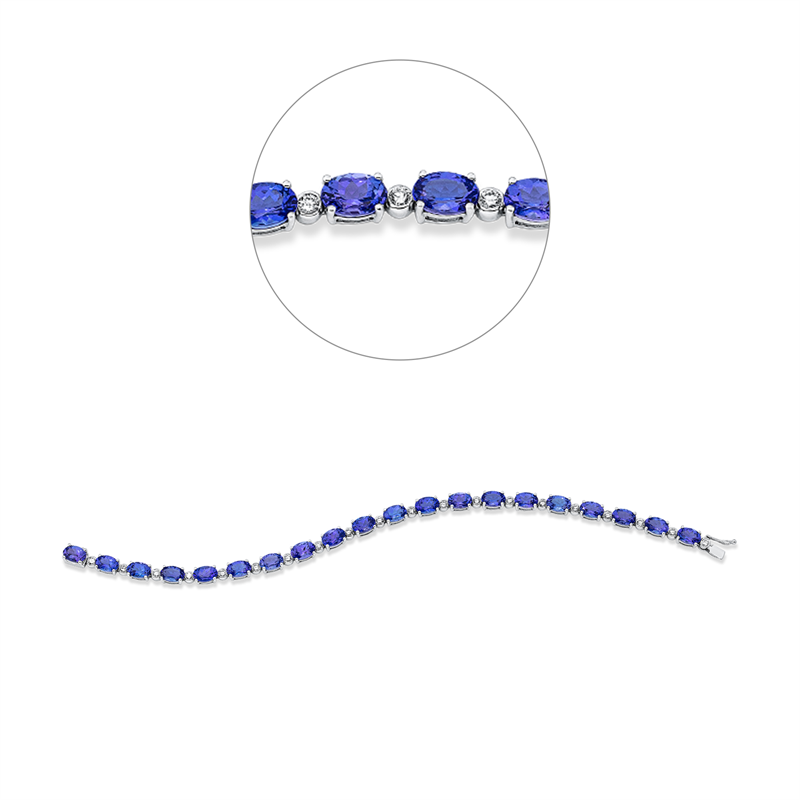 Armband mit Tansanit  aus 585/-14 Karat Weißgold mit 20 Diamanten 0