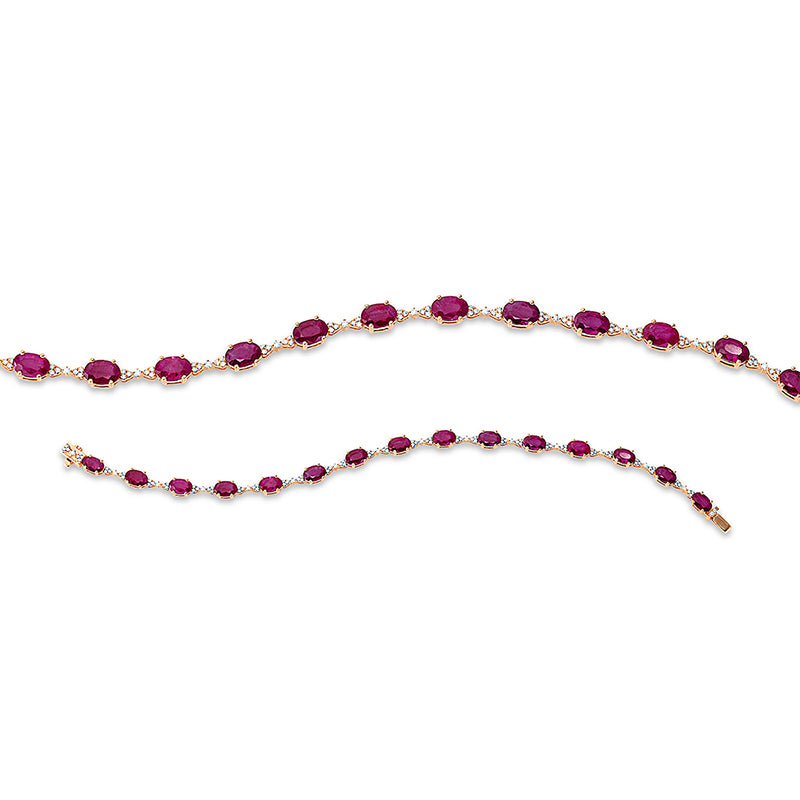 Armband mit Rubin  aus 750/-18 Karat Rotgold mit 107 Diamanten 0