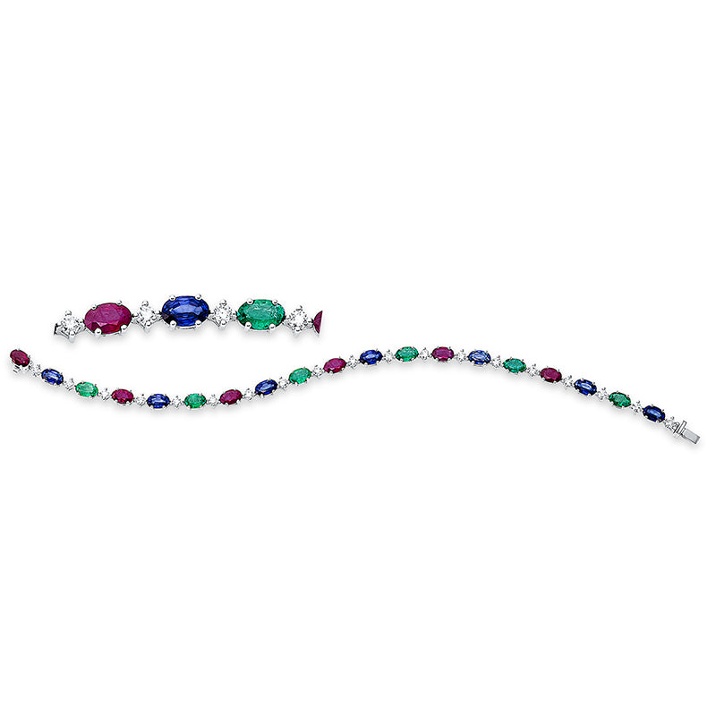 Armband mit Smaragd  aus 750/-18 Karat Weißgold mit 19 Diamanten 1