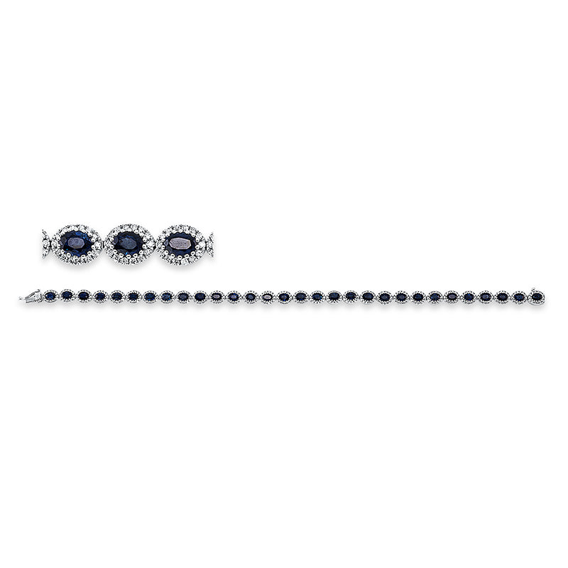 Armband mit Saphir  aus 750/-18 Karat Weißgold mit 420 Diamanten 1