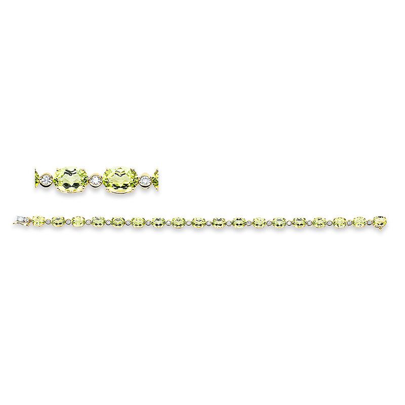 Armband mit Peridot  aus 750/-18 Karat Gelbgold mit 18 Diamanten 0