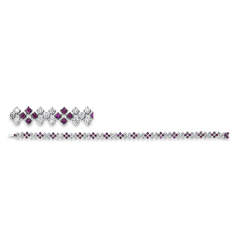 Armband mit Rubin  aus 750/-18 Karat Weißgold mit 80 Diamanten 2
