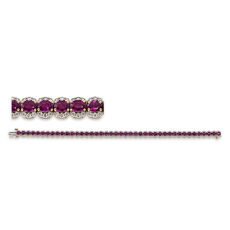 Armband mit Rubin  aus 750/-18 Karat Rotgold mit 252 Diamanten 1