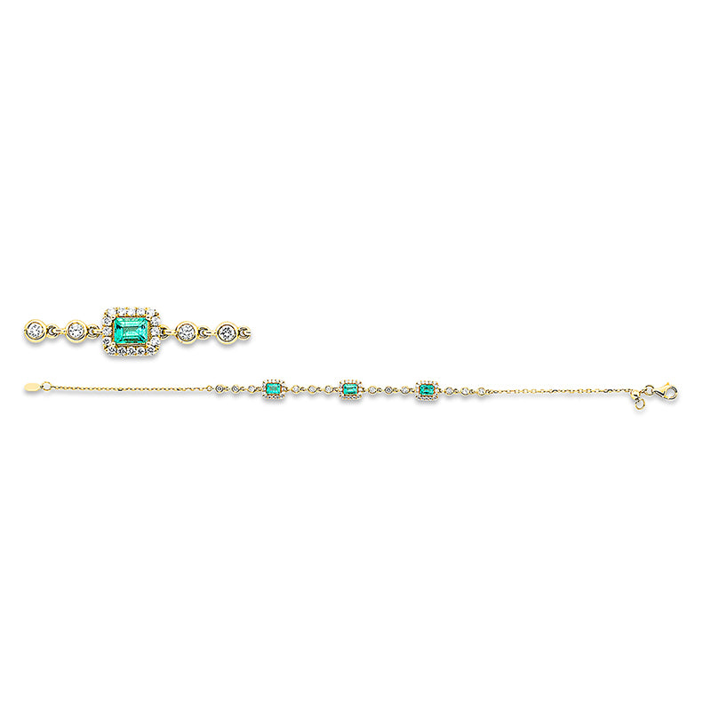 Armband mit Smaragd  aus 750/-18 Karat Gelbgold mit 60 Diamanten 0