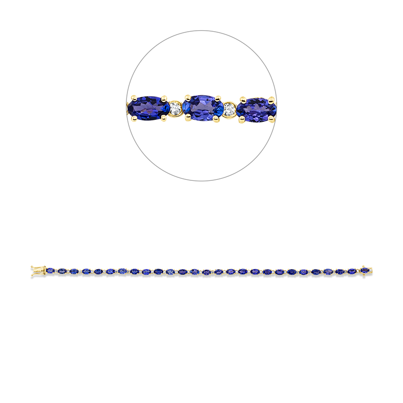 Armband mit Tansanit  aus 585/-14 Karat Gelbgold mit 27 Diamanten 0