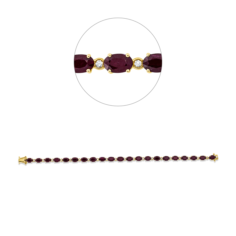 Armband mit Rubin  aus 750/-18 Karat Gelbgold mit 21 Diamanten 0