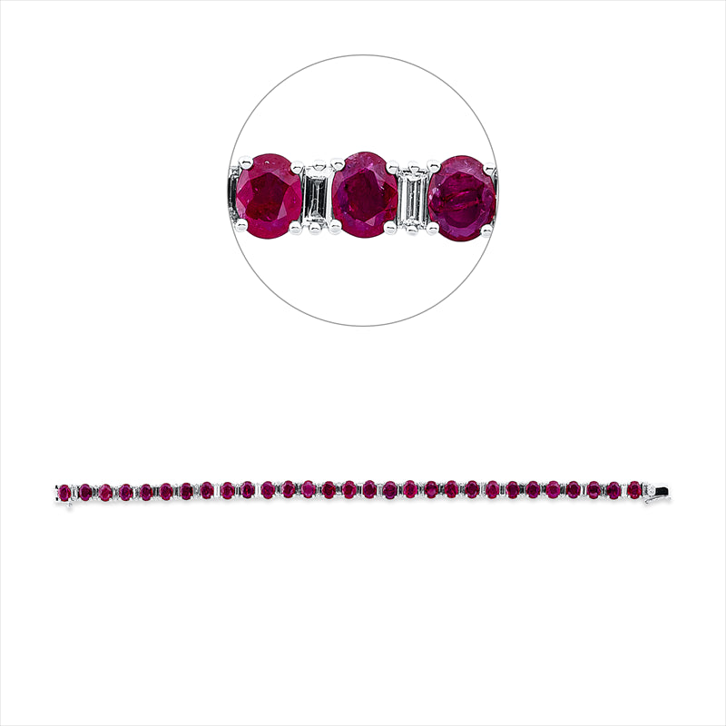 Armband mit Rubin  aus 750/-18 Karat Weißgold mit 29 Diamanten 2 ct