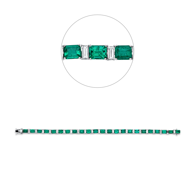 Armband mit Smaragd  aus 750/-18 Karat Weißgold mit 23 Diamanten 2