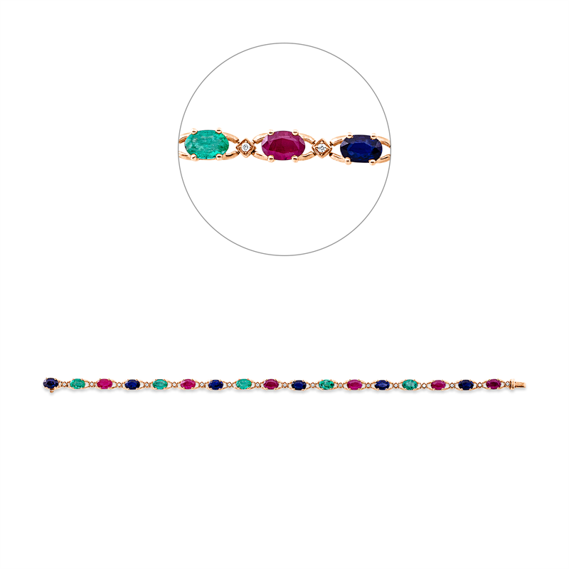 Armband mit Saphir  aus 750/-18 Karat Rotgold mit 17 Diamanten 0