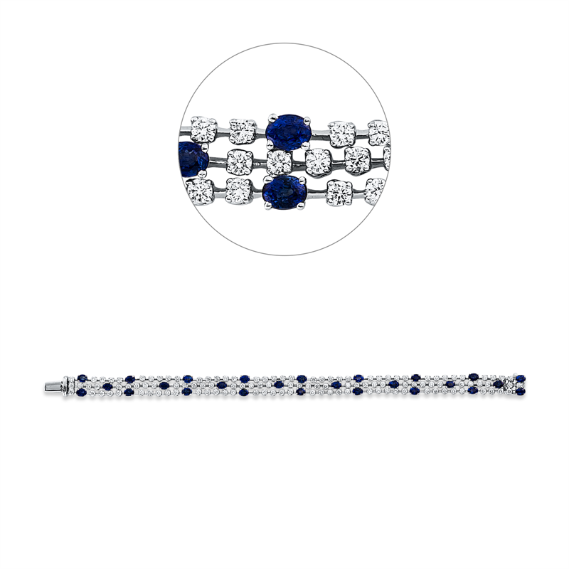 Armband mit Saphir  aus 750/-18 Karat Weißgold mit 118 Diamanten 4