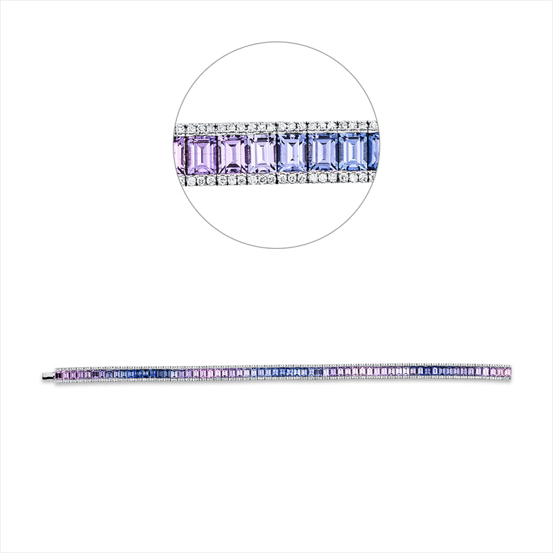 Armband mit Saphir  aus 750/-18 Karat Weißgold mit 378 Diamanten 1