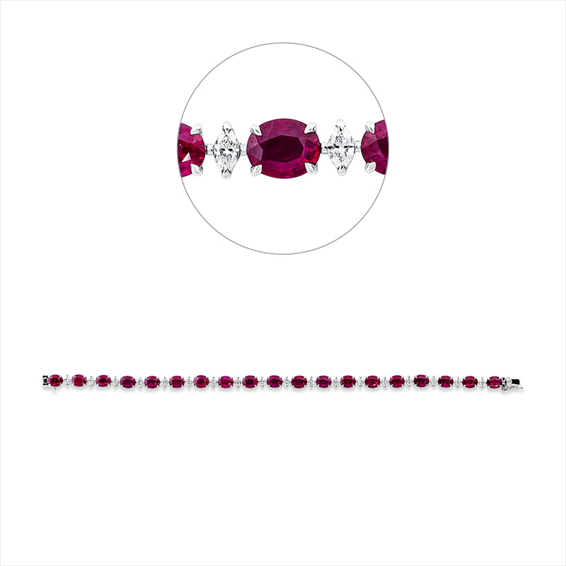Armband mit Rubin  aus 750/-18 Karat Weißgold mit 19 Diamanten 1