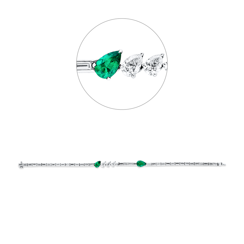Armband mit Smaragd  aus 750/-18 Karat Weißgold mit 39 Diamanten 3