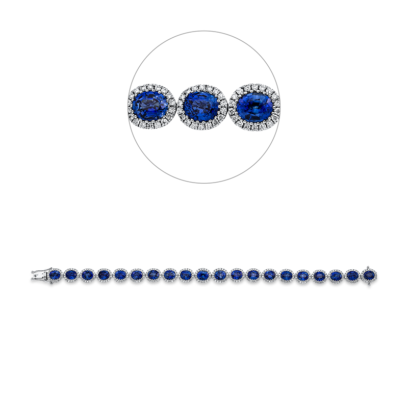 Armband mit Saphir  aus 750/-18 Karat Weißgold mit 360 Diamanten 2