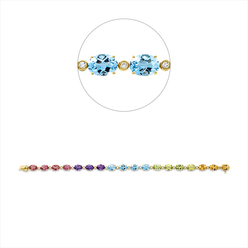 Armband mit Turmalin  aus 750/-18 Karat Gelbgold mit 18 Diamanten 0