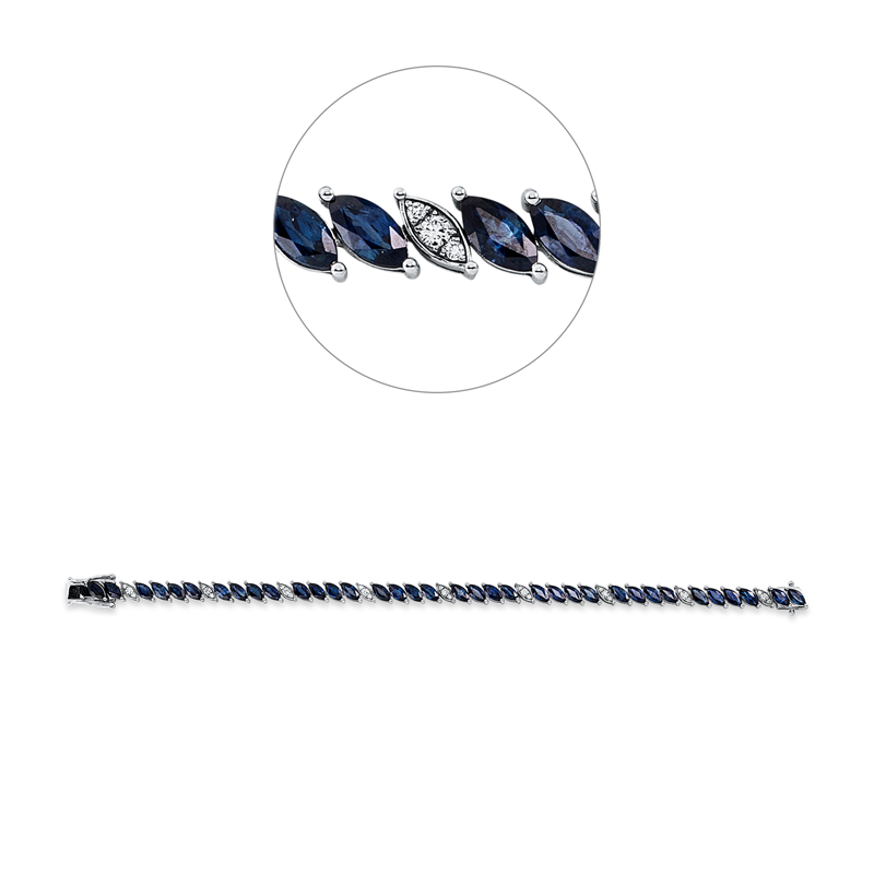 Armband mit Saphir  aus 750/-18 Karat Weißgold mit 27 Diamanten 0