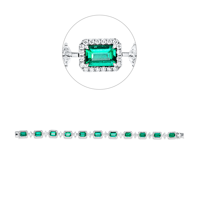 Armband mit Smaragd  aus 750/-18 Karat Weißgold mit 213 Diamanten 2