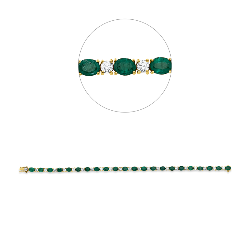 Armband mit Smaragd  aus 750/-18 Karat Gelbgold mit 22 Diamanten 2