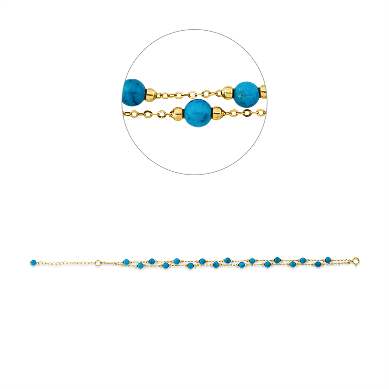 Armband mit Türkis  aus 750/-18 Karat Gelbgold  