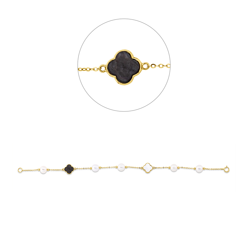 Armband mit Perlmutt mit Zuchtperle aus 750/-18 Karat Gelbgold  