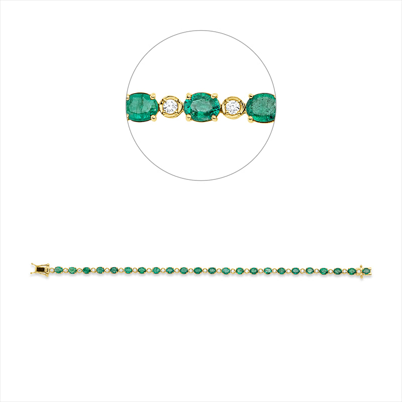 Armband mit Smaragd  aus 750/-18 Karat Gelbgold mit 23 Diamanten 0