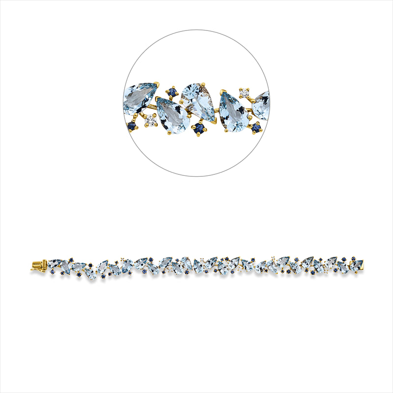 Armband mit Saphir  aus 750/-18 Karat Gelbgold mit 6 Diamanten 0