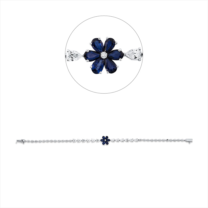 Armband mit Saphir  aus 750/-18 Karat Weißgold mit 13 Diamanten 1