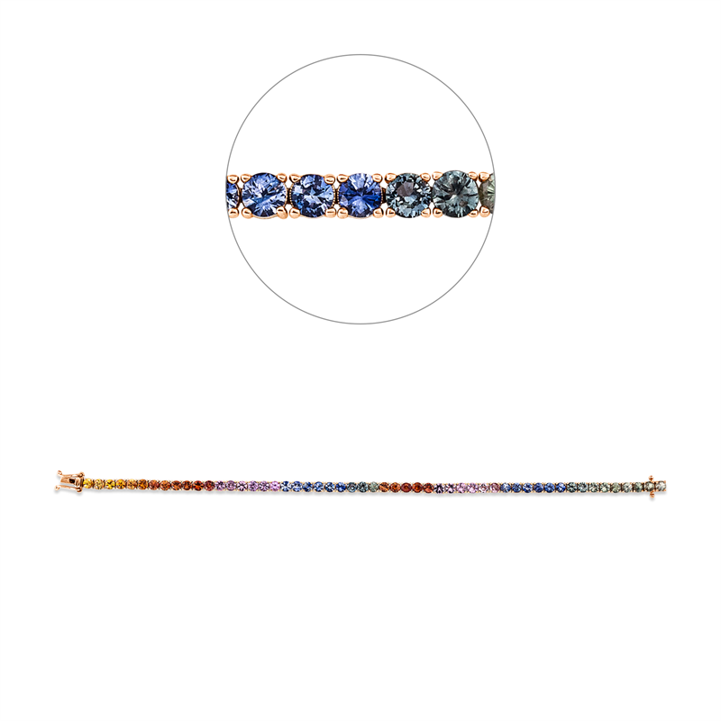 Armband mit Saphir  aus 750/-18 Karat Rotgold / Weißgold  