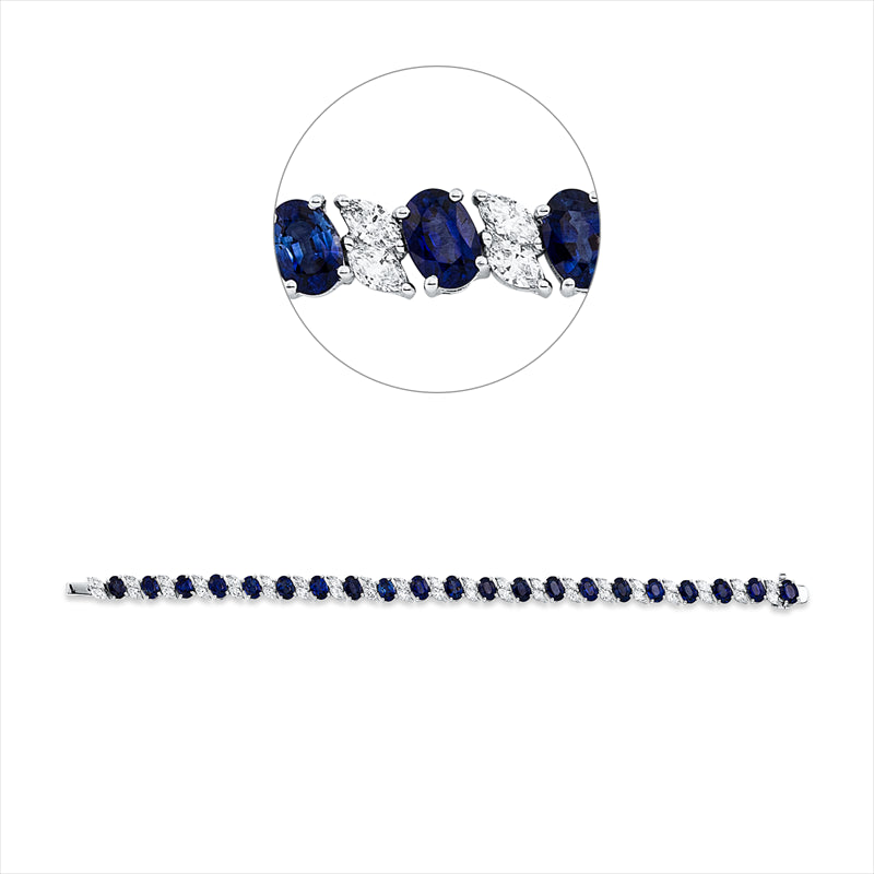 Armband mit Saphir  aus 750/-18 Karat Weißgold mit 42 Diamanten 3