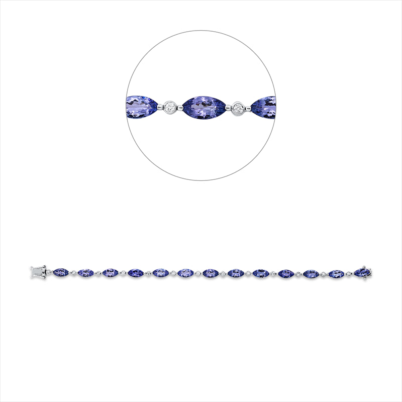 Armband mit Tansanit  aus 585/-14 Karat Weißgold mit 13 Diamanten 0