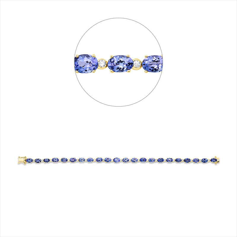 Armband mit Tansanit  aus 585/-14 Karat Gelbgold mit 22 Diamanten 0