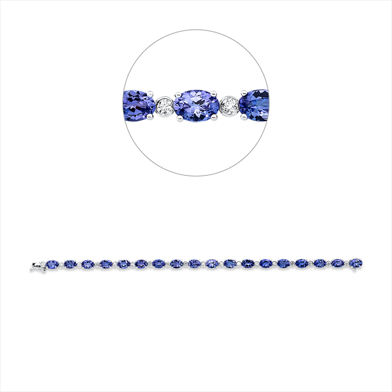 Armband mit Tansanit  aus 750/-18 Karat Weißgold mit 18 Diamanten 0