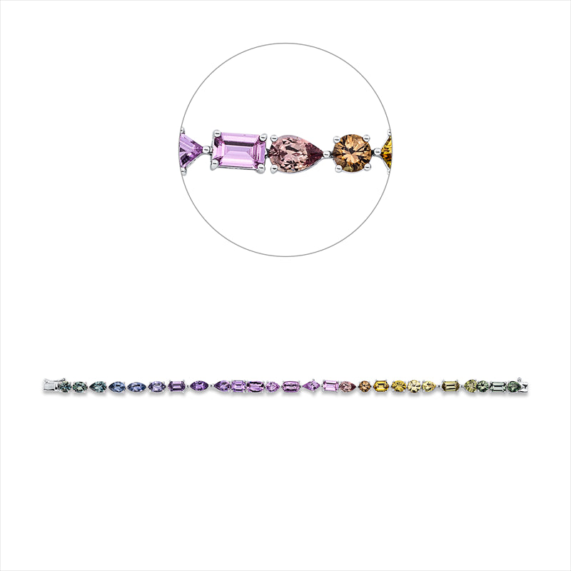Armband mit Farbstein  aus 750/-18 Karat Weißgold  